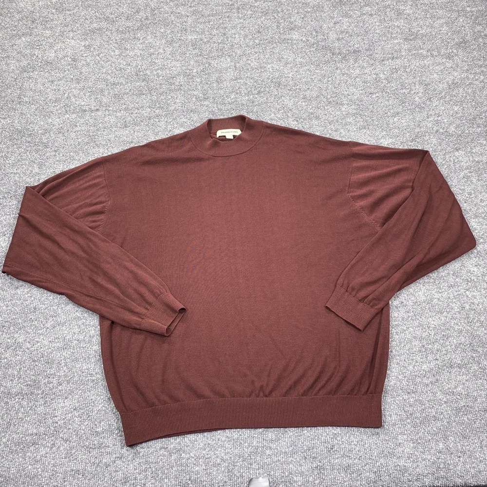 Pronto Uomo Pullover Mens XL Brown Mock Neck Silk Cotton Lightweight Knit